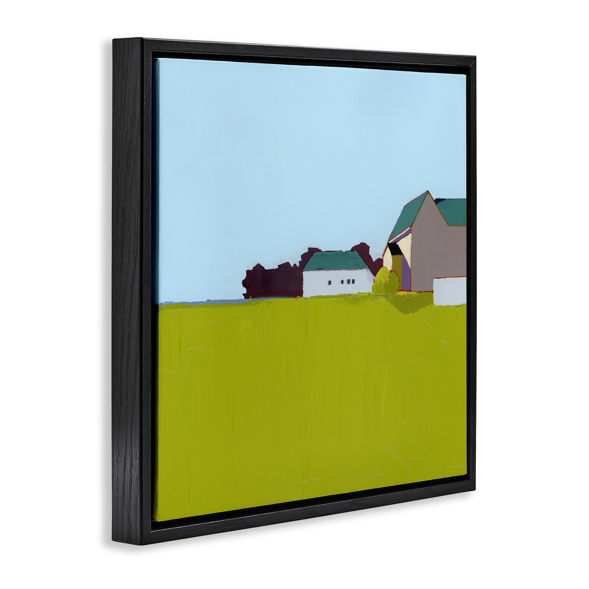 Spring Morning Farm Land Black Framed Floater Canvas Wall Art, design by Ruth LaGue