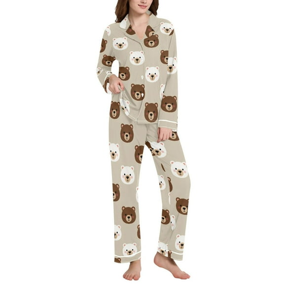 joogoo Pajamas Set for Women Cute Bears Long Sleeve Pjs Loungewear L