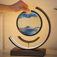 thumbnail image 5 of YOPTOP Sands of Time Lamp, Moving Sand Art Picture 3D Round Sand Picture Lamp 3 Colors Art Light with Stand Relaxing Desktop Home Decor and Office,Black Frame   Blue Sand, 5 of 5