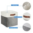 thumbnail image 5 of Tegance 13x13 Storage Cubes Baskets 4 Pack Fabric Cube Storage Bins Large Storage Baskets with Leather Handles,Decorative Storage Boxes for Organizing Shelves(White&Gray), 5 of 9