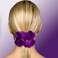 thumbnail image 4 of Velvet Scrunchies Jumbo Size Plush Big Ponytail Holders Thick Braided Locked Hair Big Made in the USA Orchid Dark, 4 of 7