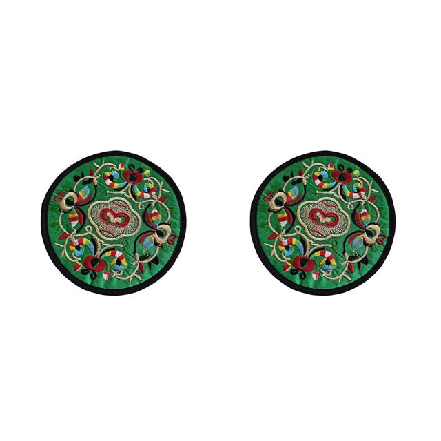 Moyic Posavasos para bebidas, tapete para taza de té, almohadilla bordada portátil, almohadillas aislantes, decoración de , inauguración Verde 2Conjunto