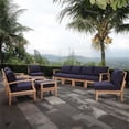 thumbnail image 2 of Modway Marina 10 Piece Patio Sofa Set in Natural and Navy, 2 of 10