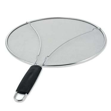 U.S. Kitchen Supply 13" Stainless Steel Fine Mesh Splatter Screen with Comfort Handle and Resting Feet