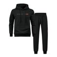 thumbnail image 5 of Curuila Sweatsuits Mens 2 Piece Outfit With Pocket Long Sleeve Letter Print Hooded Sweatshirt With Sweatpants Everyday Wear Comfort Tracksuit Size L, 5 of 5
