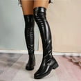 thumbnail image 2 of YLYL Womens Over the Knee High Boots Chunky Heel Slip On Faux Leather Riding Surgical Stretch Thigh High Boots, 2 of 8