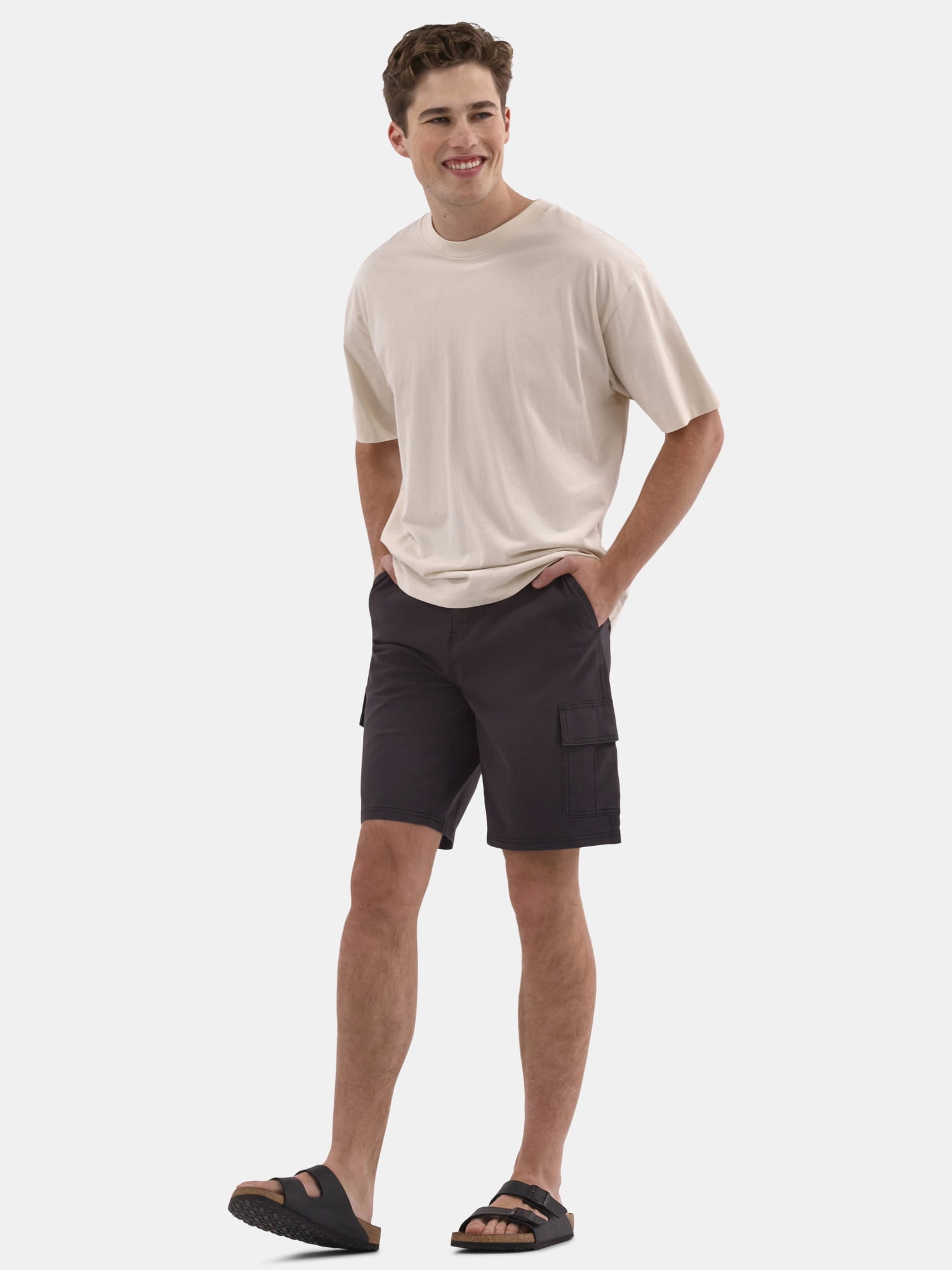 No Boundaries Men's & Big Men's Twill Long Cargo Shorts, 9" Inseam, Sizes XS-5XL