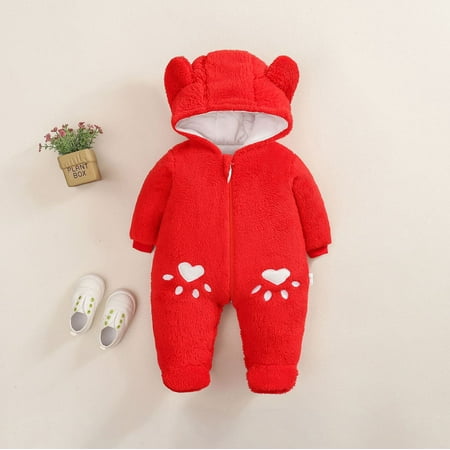 

DAETIROS Versatile Romper Cartoon Comfy Jumpsuit Fleece Baby Boy Girls Trousers Red