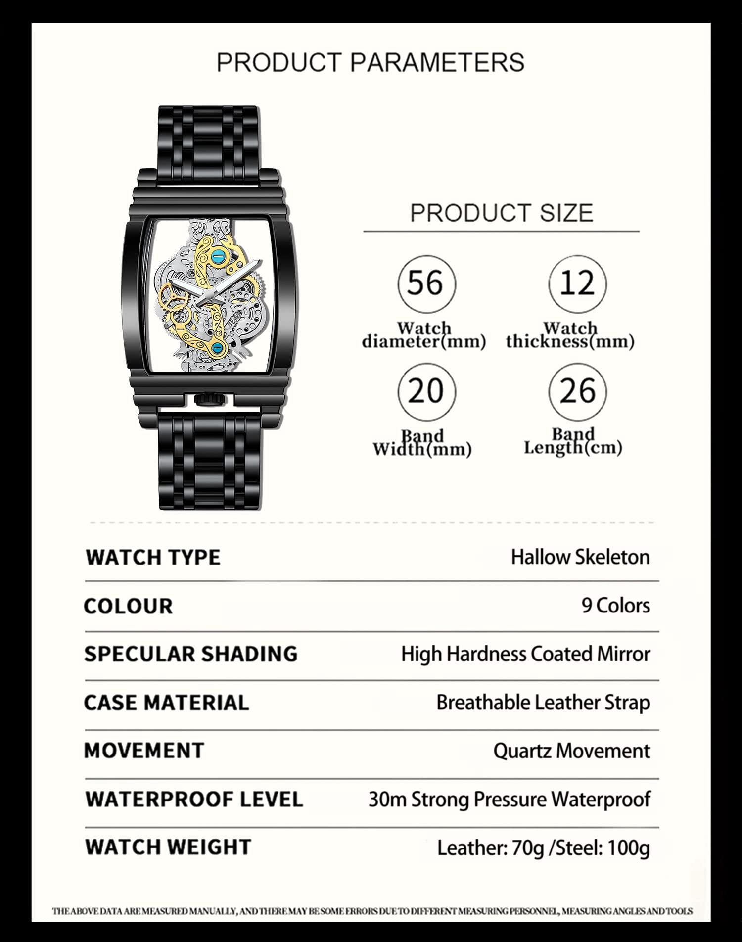 Skeleton Watch for Men - Stainless Steel, 30M Water Resistant, Luminous Markers | Stylish Business Watch