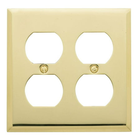 UPC 723079012018 product image for Baldwin Classic Square Bevel Design Double Duplex Switch Plate in Polished Brass | upcitemdb.com