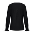 thumbnail image 5 of Odeerbi Shirts for Women Oversized T-Shirts Long Sleeves Spring Autumn V-Neck Solid Color Casual Loose Top Black, 5 of 8