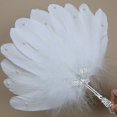 thumbnail image 2 of Byfri White Exquisite Feather Hand Fan Vintage Folding Handheld Fan for Dance Party 30x30cm, 2 of 7