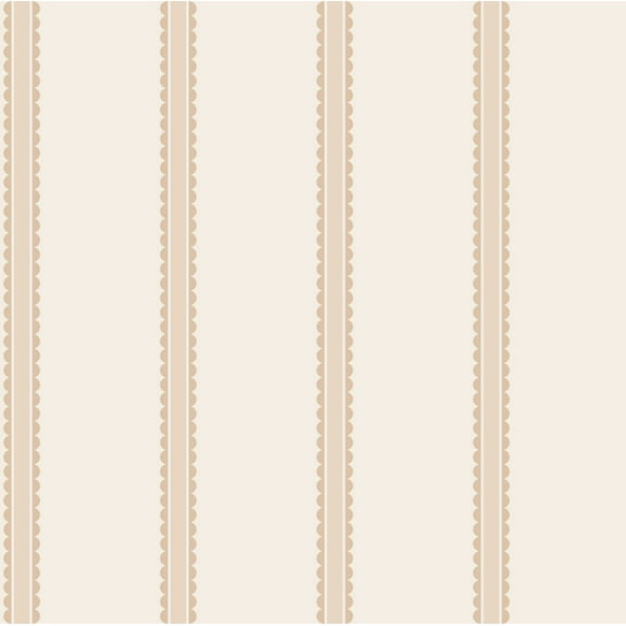 Advantage Bobbin Stripe Light Brown Scalloped Wallpaper