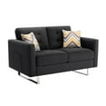 thumbnail image 3 of Caden Loveseat and Chair Set with Side Pockets and 3 Pillows, Gray Fabric, 3 of 5