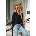 thumbnail image 4 of Anbech Vneck Women Solid Color Shirt Buttons Long Sleeve Blouse Casual Fashion Tops, 4 of 8