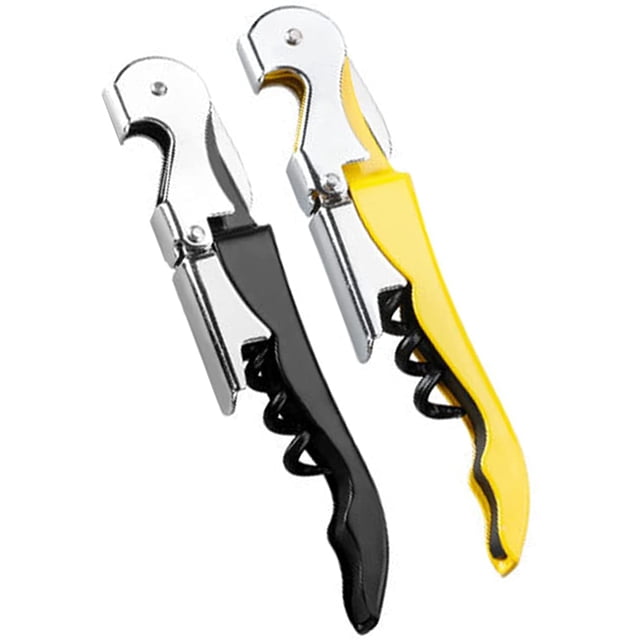 2 Packs Wine Bottle Opener, Professional Waiter's Corkscrew Wine Opener Set, Wine Key for Restaurant Waiters, Sommelier Bartender (Black and Yellow)