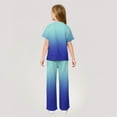 thumbnail image 4 of Abcomgle Girls Lounge Sets Size 10-12 Girls Two Piece Outfits Gradient Short Sleeve T Shirts and Wide Leg Pants Set Cute Preppy Girls Outfits,4-5 Years, 4 of 4