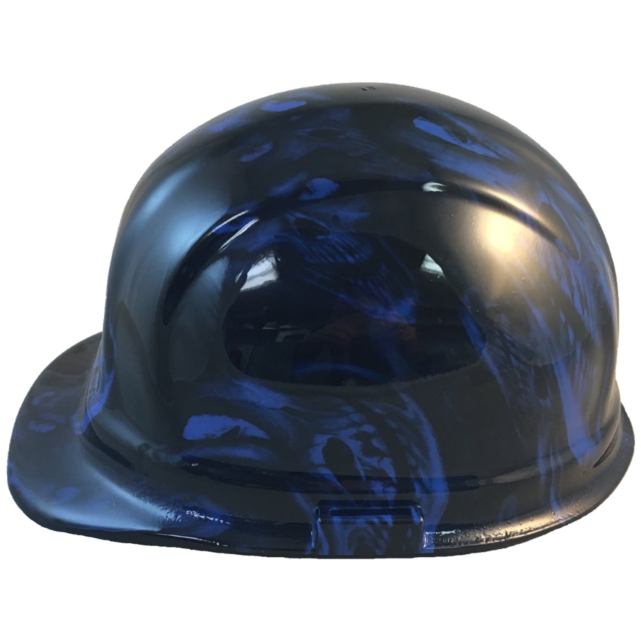 Hades Skull Blue Hydro Dipped Hard Hats Cap Style with 4 Pt Suspension