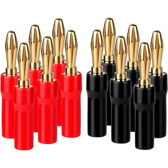 ZGDong 6 Pairs-Banana Plugs for Speaker Wire,24K Gold Plated Connectors,PVC Insulated,Support 12 AWG to 20 AWG Wires