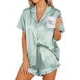 thumbnail image 3 of Ekouaer Womens Satin Pajamas Set Button Down 2 Piece Silk Pjs Shorts Set Ruffle Lingerie Notch Collar Sleepwear S-XXL, 3 of 5