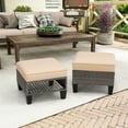 thumbnail image 5 of Crestlive Products Outdoor Patio Square Rattan Storage Ottomans Set (Set of 2) with Removeable Cushion, as Side Table Footstool Beige, 5 of 5