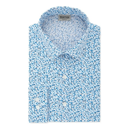 KENNETH COLE Mens Blue Speckle Collared Slim Fit Dress Shirt XL 17- 34/35