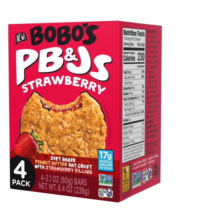 Bobo's PB&Js, Peanut Butter Oat Crust With Grape Filling, 4