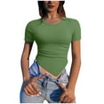 thumbnail image 2 of Blouses pour Femmes, Blouses pour Femmes Mode, Mode Femmes Décontracté Col Rond Manches Courtes T-Shirt Uni Haut Blouse, 2 of 6