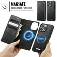 thumbnail image 4 of Magnetic 2 in 1 Magsafe Detachable Wallet Case for iPhone 14 Pro with Card Holder Women Men, Retro PU Leather【RFID Blocking】Kickstand Shockproof Cover, 4 of 10