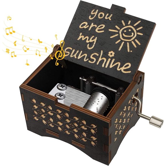 Dream Loom You are My Sunshine Wood Music Box, Laser Engraved Vintage Wooden Musical Box, Best Gifts for Birthday, Christmas and Special Days