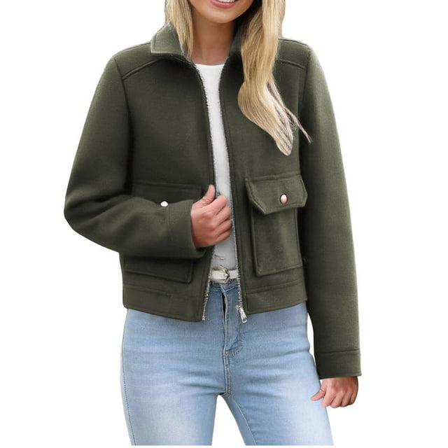 Gpaecead Veste Courte en Faux Suède pour Femme, Mode Décontractée, Boutonnée, Ample, à Manches Longues, à Revers