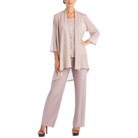 R&M Richards Womens 3PC Metallic Pant Suit