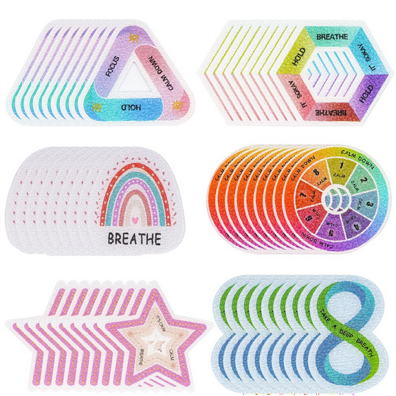 60 Pcs Calm Strips,Anxiety Sensory Stickers,Breath Relief Items for Mood Calming Stress Stickers