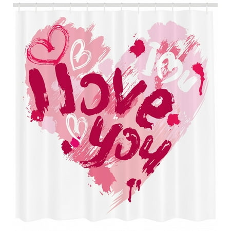I Love You Shower Curtain, Paintbrush Love Message Best Friends Forever February Wedding Engaged Image, Fabric Bathroom Set with Hooks, 69W X 70L Inches, Pale Pink Ruby, by (Best Ruby Ide Windows)