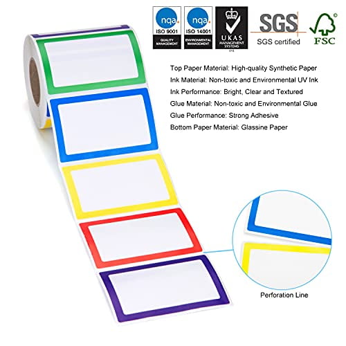 Teachers Kindergarten Parties 500pc 3.5 x2.25 Plain Name Tag Sticker/Category Tags for Office School Mionno 5 Colors Adhesive Name Tags Meeting Warehouses and Mailing