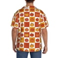 thumbnail image 3 of Sikiie Pumpkin Plaid Men's Cuban Shirt, Hawaiian Shirts, Business Casual Button Down Shirts, Short Sleeve Shirt-Large, 3 of 5