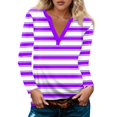 thumbnail image 2 of Topvent Women's T Shirt Tee Long Sleeve Daily Weekend Fashion Basic V Neck Stripe Printing Regular Top, 2 of 5