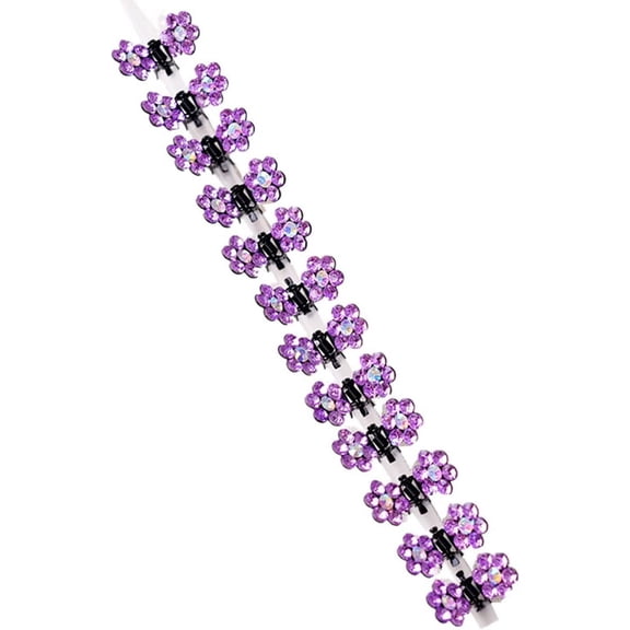 Pack of 12 Handmade Small Mini Crystal Hair Claws for Women Girls Wedding Hair Accessories (Pruple)