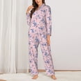 thumbnail image 2 of Honeii Butterfly print Women's Pajama Sets Long Sleeve Button Down Sleepwear Nightwear Soft Pjs Lounge Sets-Small, 2 of 7