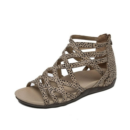 

Sentuca Flat Lace Open-toe Women s Shoes With Zipper Roman Women s Sandals