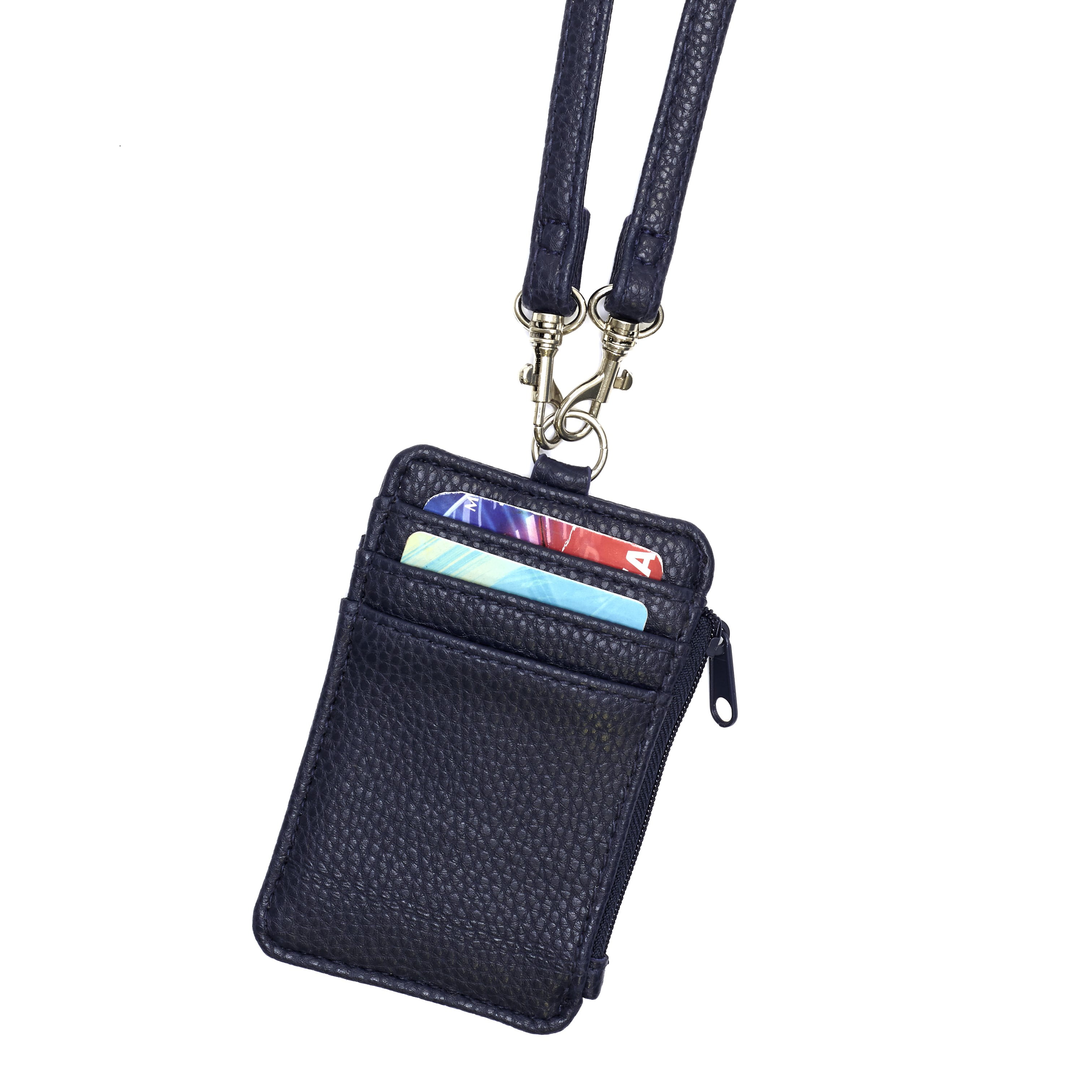 ID Badge Holder and Wallet with Lanyard - Navy 