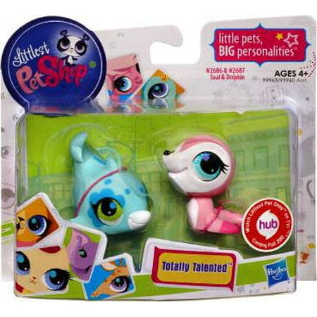 Littlest Pet Shop Seal - Littlest Pet Shop Totally Talented Pets Seal & Dolphin Figure 2-Pack #2686, 2687