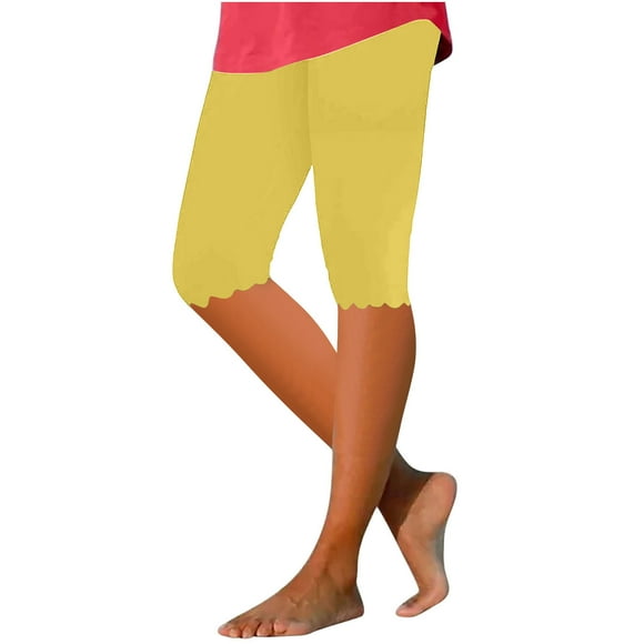 Kaemgyyd Capri Leggings for Women Solid Color High Waist Capris Pants Casual Butt Lifting Knee Length Slim Yoga Cropped Trouser