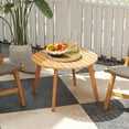 thumbnail image 4 of Gymax 2 Pcs Table d'Appoint d'Extérieur en Bois d'Acacia pour Patio 24,5 Pieds' Table d'Extrémité Ronde avec Plateau à Lattes, 4 of 10