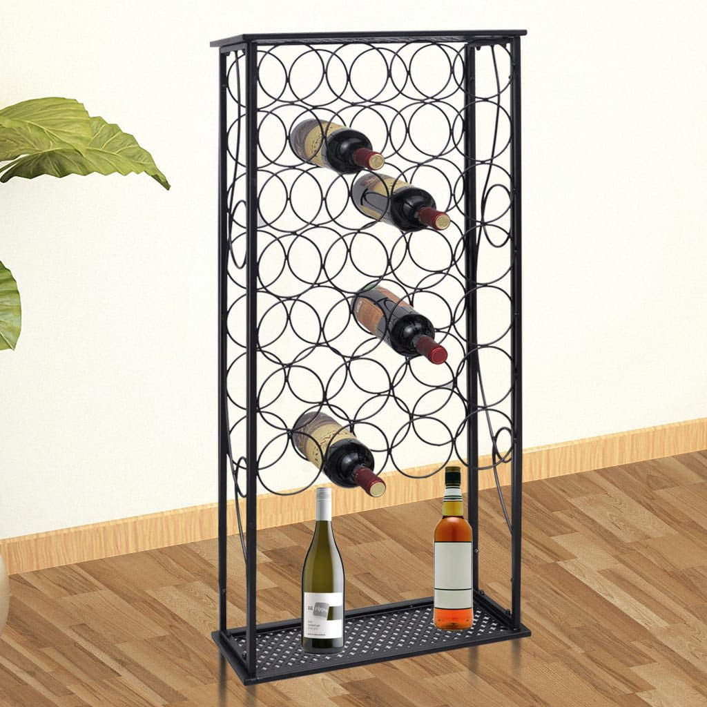 Kepooman 28 Bottles Free Standing Floor Metal Wine Bottle Holder, Black