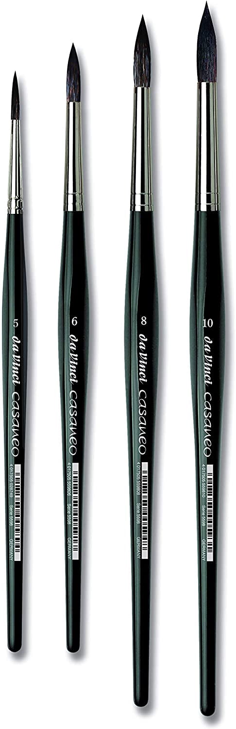 Da Vinci Casaneo Synthetic Squirrel Watercolor Brush - Large Round, Set of 4, Short Handle