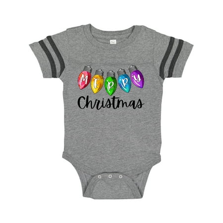 

Inktastic Merry Christmas Rainbow Holiday Lights Gift Baby Boy or Baby Girl Bodysuit