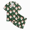 thumbnail image 4 of sdbrld Kids Girls Christmas Pajama, 2Pcs Soft Stretch Button Down Pjs Short Sleeve Sleepwear and Shorts Matching Set Sizes 6-7 Years, 4 of 5