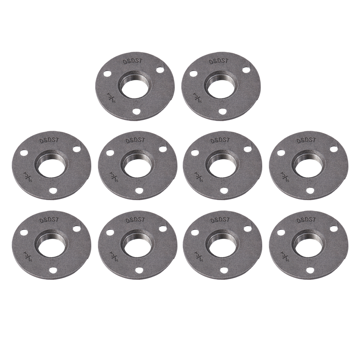 10Pcs 25mm Malleable Threaded Floor Flange Iron Pipe Fittings Wall Mounted Flange (3/4 3Holes