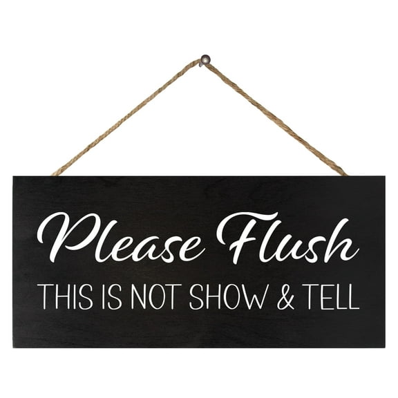 JennyGems Funny Bathroom Signs, Please Flush This Is Not Show and Tell Wooden Sign, Farmhouse Bathroom Decor, Made in USA